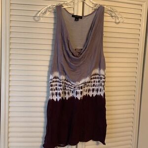 Banana Republic Lavender and Deep Plum Tie-Dye Cowl Neck Tank